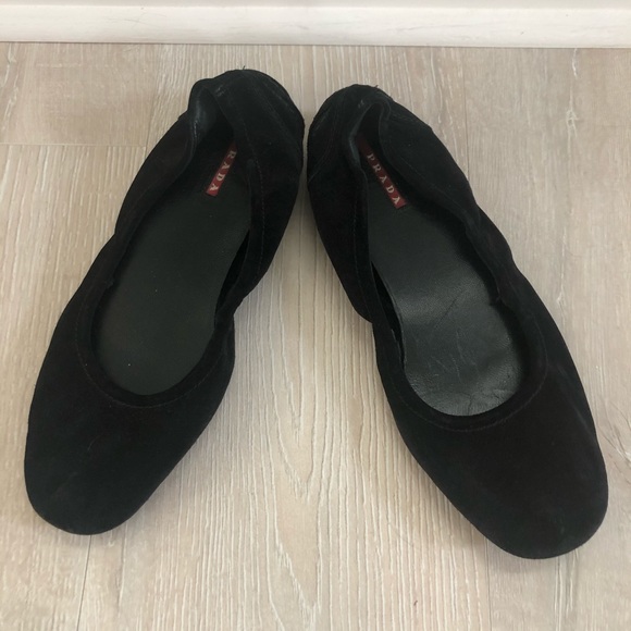 PRADA Black Suede Driver Loafers Sz 37 Comfy/Cute! - Picture 1 of 6